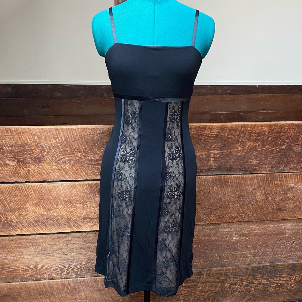 Vintage 90’s Whimsigoth Dress w/ Lace Panels over Nude Slip